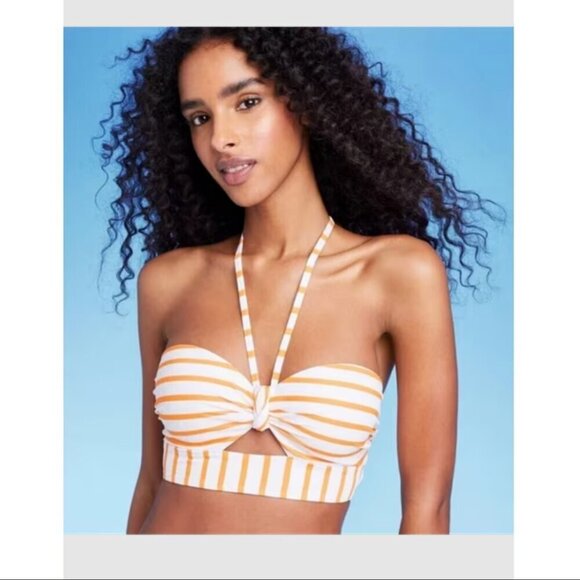 Shade Shore Lightly Lined Tunneled Front Keyhole Bikini Top - 36D - Picture 2 of 11